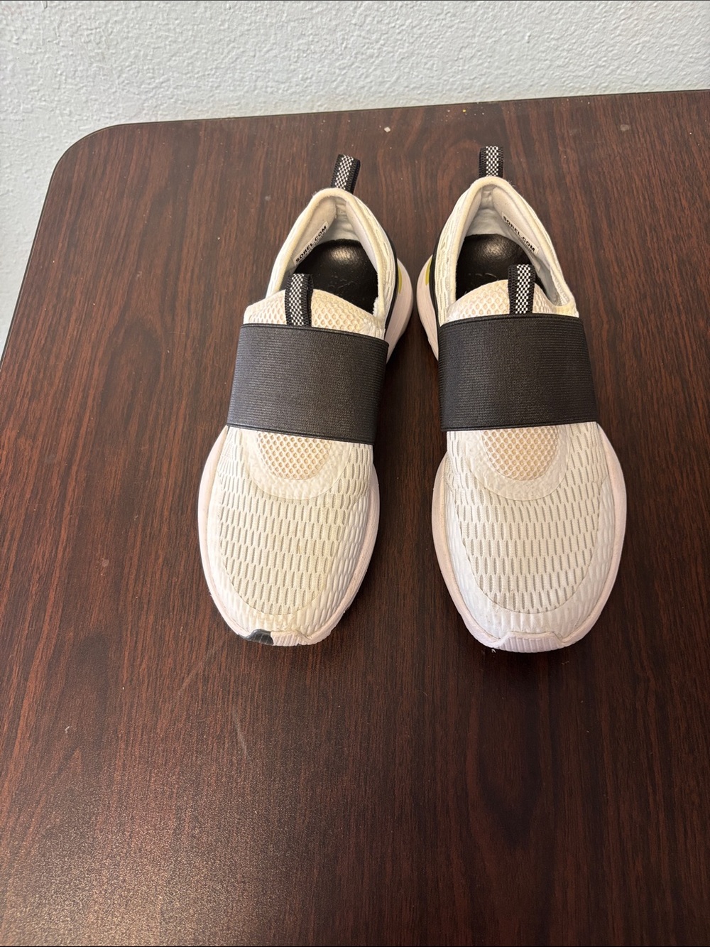 Sorel Slip-On Athletic Sandal in White, Black and Yellow